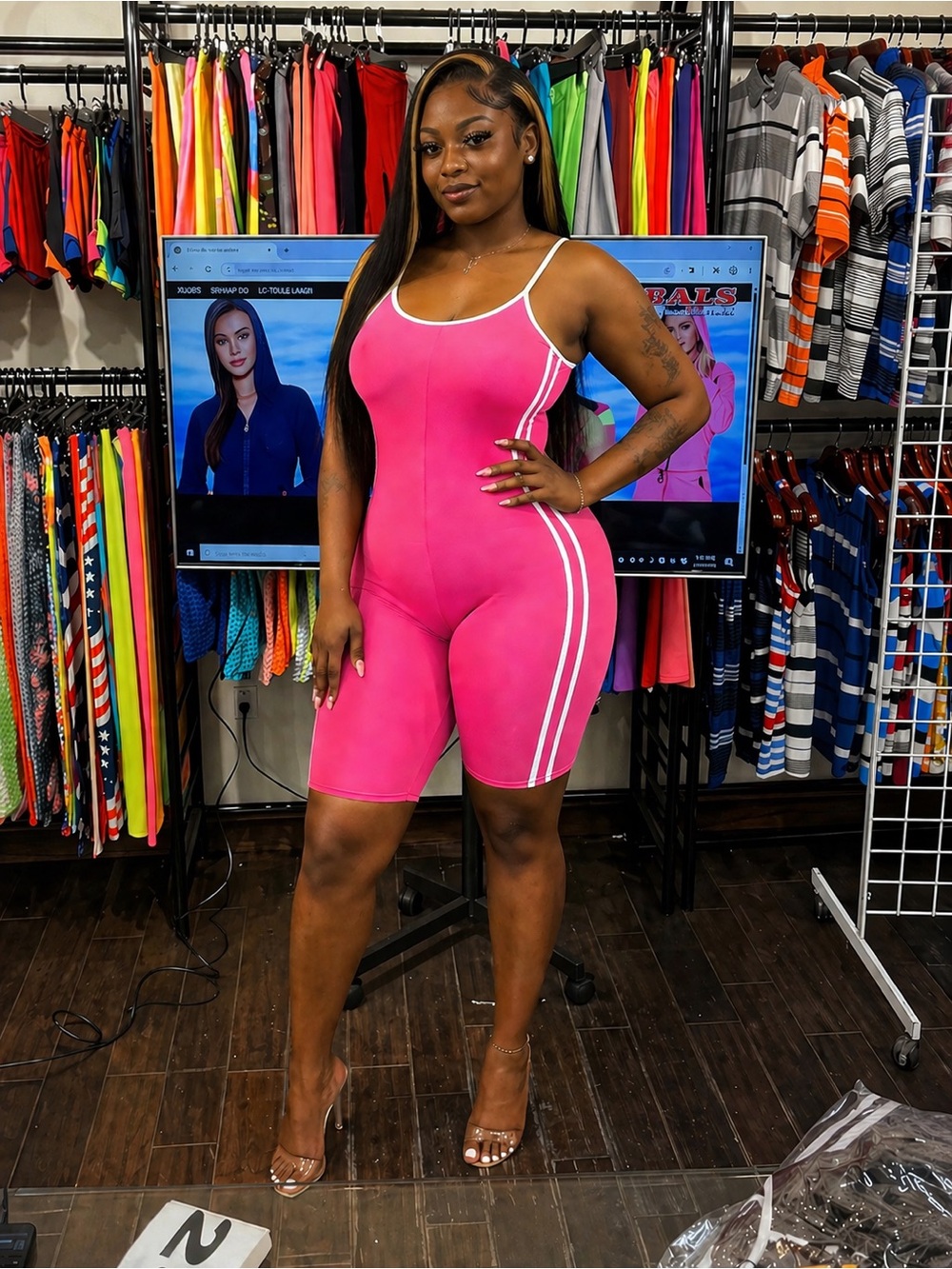 Rust Seam-Trim Sleeveless Biker Romper